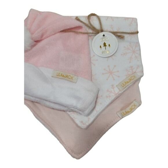 Lila & Jack Set Of 2-   3 pack Pink Holiday Bib &Hat Set - Picture 5 of 5